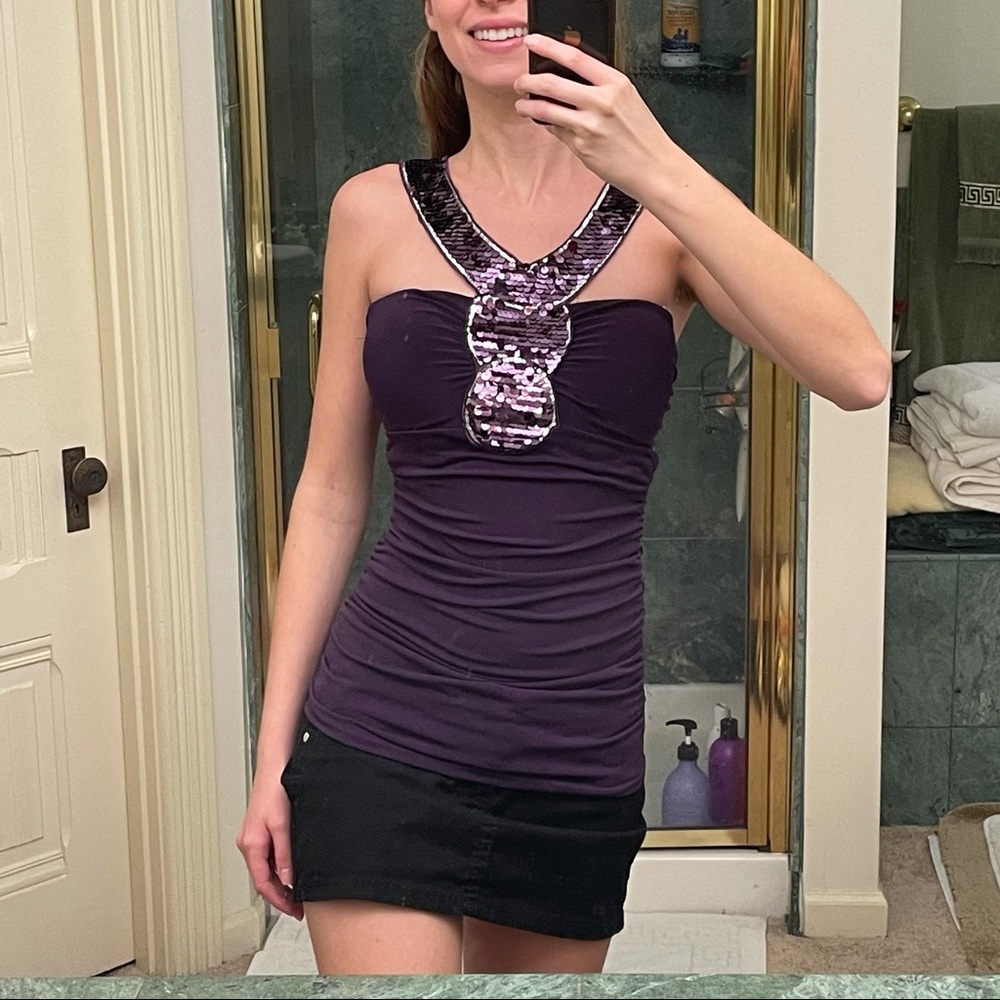 ⟡ Purple Top with Sequins ⟡